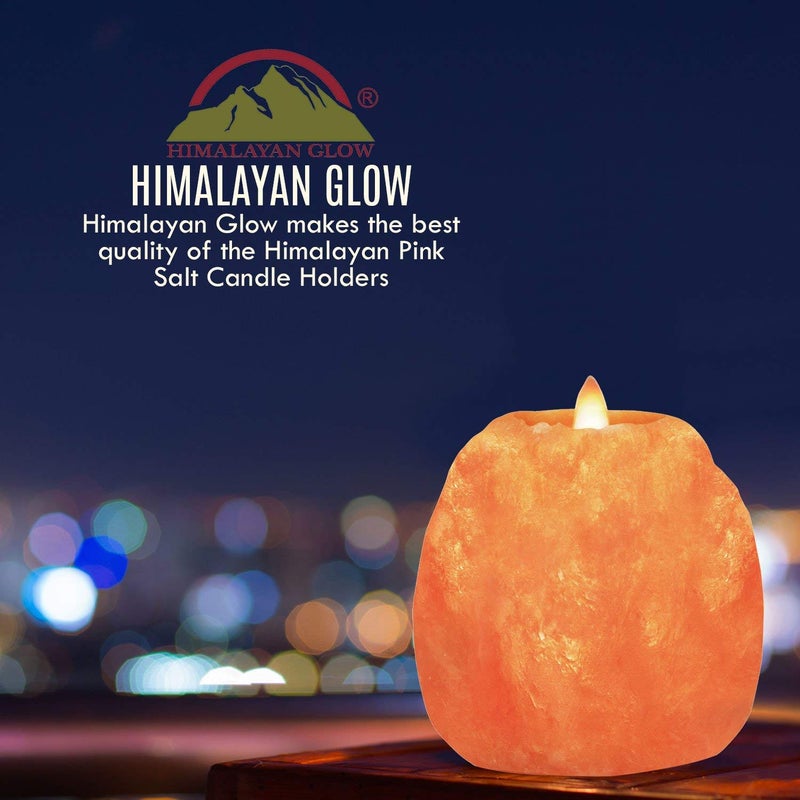Himalayan Glow Natural Style Salt 2 Hole Candle Holder for each, 100% Pure Himalayan Pink Salt Candle Lamp, 2-Pack - Image 2